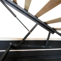 Ottoman Double Bed with LED Lighting, Adjustable Headboard, Velvet Upholstered Bed with Hydraulic Storage, 195L x 142W x 102-112H cm, Beige(m-10)