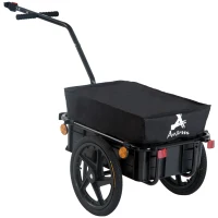 HOMCOM bagagekar voor fietstransportkar fietskar handkar staal oxford stof zwart 144 x 59 x 80 cm(m-12)