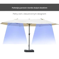 Outsunny podwójny parasol z podstawą, kremowy, 4,6 x 2,7 cm(m-4)
