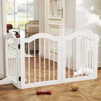 PawHut Faltbares Hunde-Absperrgitter, 4 Paneele, für Treppen, Flure, Türen, MDF/Massivholz, Weiß(m-2)