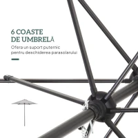 Outsunny Umbrela de Gradina cu Deschidere cu Manivela, Umbrela pentru Exterior din Aluminiu, Φ196x200cm, Gri Deschis(m-5)