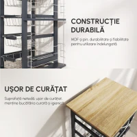HOMCOM Carucior de Bucatarie, Gri Inchis, 1 Sertar si 4 Cosuri Metalice, 47x37x83cm(m-7)