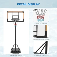 SPORTNOW Height Adjustable Basketball Stand Net Set System, Freestanding Basketball Hoop and Stand with Wheels, 182-213cm - Black(m-8)
