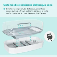 PawHut Vasca per Tartarughe Multifunzione con Tubo e Pompa d'acqua, 62x31x 23cm, Bianca(m-4)