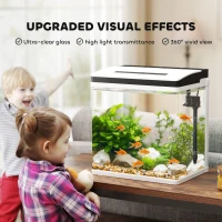 PawHut 28L Glass Aquarium Fish Tank with Filter, LED Lighting, for Betta, Guppy, Mini Parrot Fish, Shrimp, 38 x 26 x 39.5cm(m-7)