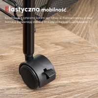 HOMCOM Wózek kuchenny z 5 koszami z drutu, 4 haczykami, 4 kołami, 2 uchwytami, stal/tworzywo sztuczne, 45x26,5x106 cm, Czarny(m-6)