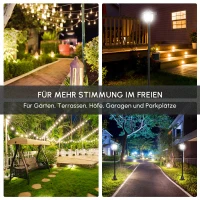 Outsunny LED Solar Gartenlaterne, Stehleuchte aus Edelstahl Gartenlampe 120 cm hoch Windlicht Außenleuchte IP44, Solarlampe mit Lichtsensor 30 Lumen Erdspieß, Gartenlampe für Garten Balkon Schwarz(m-8)