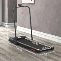 HOMCOM Foldable Walking Treadmill, with LED Display and Wheels, for Home, Office, Fitness Studio, Orange(m-3)