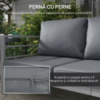 Outsunny Canapea de Grădină cu 3 Locuri cu Perne pentru Scaun și Spate, Canapea Modernă din Aluminiu și Poliester, 185x66x64 cm, Gri(m-5)