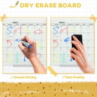 Vinsetto kalenderbord glasplaat met 4 glasclip markers gum aluminium pennenhouder magneetbord voor maandplanning magnetische weekplanner planbord wit 90 x 60 x 0,2 cm(m-4)