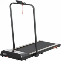 HOMCOM Foldable Walking Treadmill, with LED Display and Wheels, for Home, Office, Fitness Studio, Orange(m-1)