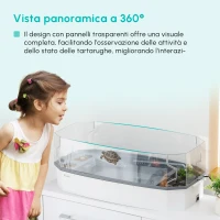 PawHut Vasca per Tartarughe Multifunzione con Tubo e Pompa d'acqua, 62x31x 23cm, Bianca(m-7)