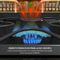 Outsunny Aragaz Exterior 150.000 BTU – 2 Arzatoare Propan, Presiune Mare(m-4)