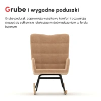 HOMCOM Fotel bujany, krzesło bujane, krzesło akcentowe do 120 kg, poliester, brązowy(m-4)