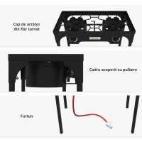 Outsunny Aragaz Exterior 150.000 BTU – 2 Arzatoare Propan, Presiune Mare(m-7)