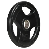 SPORTNOW Hantelscheibe, 2er-Set, 10 kg pro Scheibe, drei Griffe, bodenschonender Gummimantel, Metall(m-11)