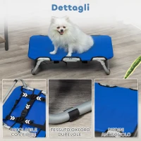 PawHut Brandina per Cani Taglia Piccola Rialzata e Pieghevole per Interno ed Esterno, 59x46x15 cm, Blu(m-6)