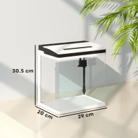 PawHut 13L Glass Aquarium Fish Tank with Filter, LED Lighting, for Betta, Guppy, Mini Parrot Fish, Shrimp, 29 x 20 x 30.5cm(m-3)