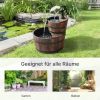 Outsunny Kaskadenbrunnen 2-stufig Gartenbrunnen Zierbrunnen Zimmerbrunnen Wasserspiel Wasserfall Wasserpumpe Tannenholz Dunkelbraun 44,5 x 44,5 x 58,5 cm(m-7)