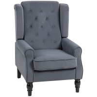 HOMCOM Wingback Accent Chair, Retro Upholstered Button Tufted Occasional Chair for Living Room and Bedroom, Grey