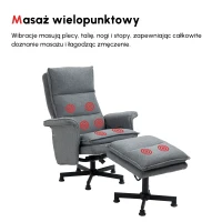 HOMCOM Fotel masujący z podnóżkiem, Elektryczny fotel do telewizji z wykończeniem w stylu lnu(m-5)