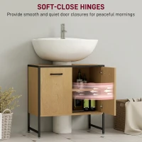 HOMCOM Bathroom Vanity Unit, Under Sink Storage Cabinet with Soft-Close Doors for Basin without or with Pedestal, Natural(m-5)