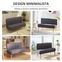 HOMCOM Divano 2 Posti Moderno in Tessuto Senza Braccioli, Divanetto da Salotto con Gambe in Legno, 117x56.5x77 cm, Grigio Scuro(m-6)