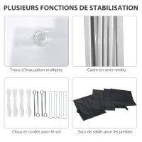 Outsunny Tonnelle barnum de jardin pop-up pliant réglable en hauteur protection UV 30+ 2 parois latérales sac de transport inclus(m-8)