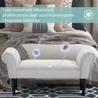 HOMCOM Panca Fondo Letto con Braccioli Arrotolati, Panca Imbottita per Camera da Letto, Grigio, 102x36x51cm(m-6)