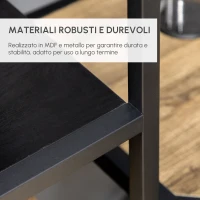 HOMCOM Mobile Libreria a 7 Livelli in Truciolato e Acciaio per Soggiorno, Camera da Letto e Ufficio, 83x34x180 cm, Nero(m-5)