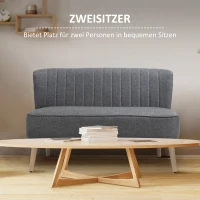 HOMCOM 2-Sitzer Sofa, weiche Polsterung, pflegeleichter Bezug, bis 150 kg, 117 x 56,5 x 77 cm, Hellgrau(m-4)