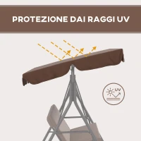 Outsunny Dondolo da Giardino a 3 Posti con Tettuccio Parasole Inclinabile e Cuscini, 172x110x153 cm, Marrone e Nero(m-5)