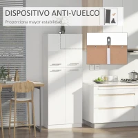 HOMCOM Armário Alto de 2 Portas Móvel Auxiliar de Armazenamento Multifuncional com 5 Prateleiras e Prateleiras Interiores Ajustáveis para Sala Dormitório Cozinha 59x31x155cm Branco(m-4)