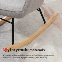 HOMCOM Fotel bujany, krzesło na sprężynach, krzesło akcentowe do 120 kg, poliester, jasnoszary(m-6)