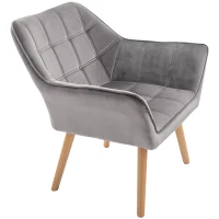 HOMCOM Relaxsessel Skandidesign Lesesessel Akzentsessel, Steppung, 67cm x 61,5cm x 71cm. Grau(m-13)