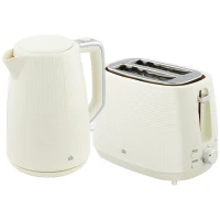 HOMCOM Kettle and Toaster Set, 1.7L 3000W Fast Boil Kettle & 2 Slice Toaster Kitchen Set with 7 Level Browning Controls, Defrost, Reheat, Boil-dry Protection, Cream White(m-10)