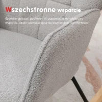 HOMCOM Fotel bujany, krzesło na sprężynach, krzesło akcentowe do 120 kg, poliester, jasnoszary(m-5)