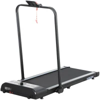 HOMCOM Foldable Walking Treadmill, with LED Display and Wheels, for Home, Office, Gym, Blue(m-1)