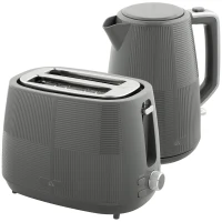 HOMCOM Kettle and Toaster Set, 1.7L 3000W Fast Boil Kettle & 2 Slice Toaster Kitchen Set with 7 Level Browning Controls, Defrost, Reheat, Boil-dry Protection, Grey(m-1)