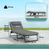 Outsunny Lot de 2 transats bains de soleil pliable avec dossier inclinable 4 positions - appui-tête et matelas épais(m-3)