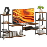 HOMCOM TV Unit for TVs up to 55 Inches, Industrial TV Stand with Storage Shelves, Entertainment Centre for Living Room, Bedroom(m-10)