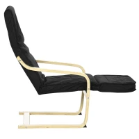 HOMCOM Relaxsessel, Ruheliege, verstellbares Fußteil, Auflage, Holz+Schwarz, 66,5 x 94 x 100cm(m-12)