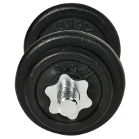 HOMCOM Kurzhantel, Langhantel, 2-in-1, 20 kg, 8 Hantelscheiben, rostfrei, Eisen, schwarz, 95 x 16 x 16Hcm(m-11)