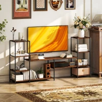 HOMCOM TV Unit for TVs up to 55 Inches, Industrial TV Stand with Storage Shelves, Entertainment Centre for Living Room, Bedroom(m-6)