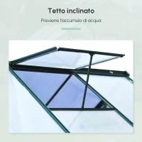 Outsunny Serra da Giardino in Policarbonato 190x192x201cm, Serra per Piante con Base, Finestra, Porta Scorrevole e Struttura in Alluminio, Verde Scuro(m-5)