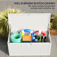 Outsunny Baule da Esterno da 515L in PE Impermeabile e Scanalato, 140x68x68 cm, Bianco(m-4)