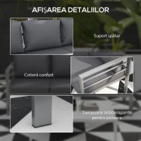 Outsunny Canapea de Grădină cu 3 Locuri cu Perne pentru Scaun și Spate, Canapea Modernă din Aluminiu și Poliester, 185x66x64 cm, Gri(m-6)