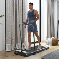 HOMCOM Foldable Walking Treadmill, with LED Display and Wheels, for Home, Office, Gym, Blue(m-2)