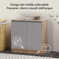 HOMCOM Armadietto Sottolavabo in MDF con Ritaglio per Lavandino con 2 Ante e 2 Mensole Regolabili, 60 x 30 x 60cm(m-7)