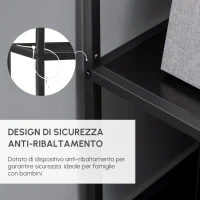 HOMCOM Mobile Libreria a 7 Livelli in Truciolato e Acciaio per Soggiorno, Camera da Letto e Ufficio, 83x34x180 cm, Nero(m-6)